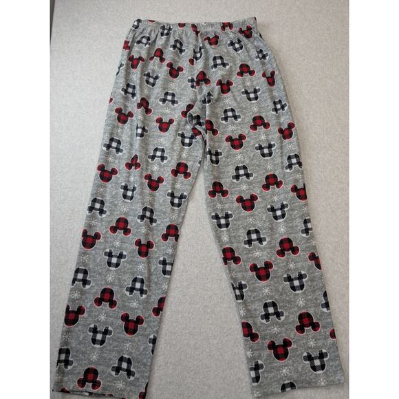 Mickey Mouse Disney Womans Pajama XL Pants Gray Plaid Fleece Lounge Pull On - Picture 7 of 8
